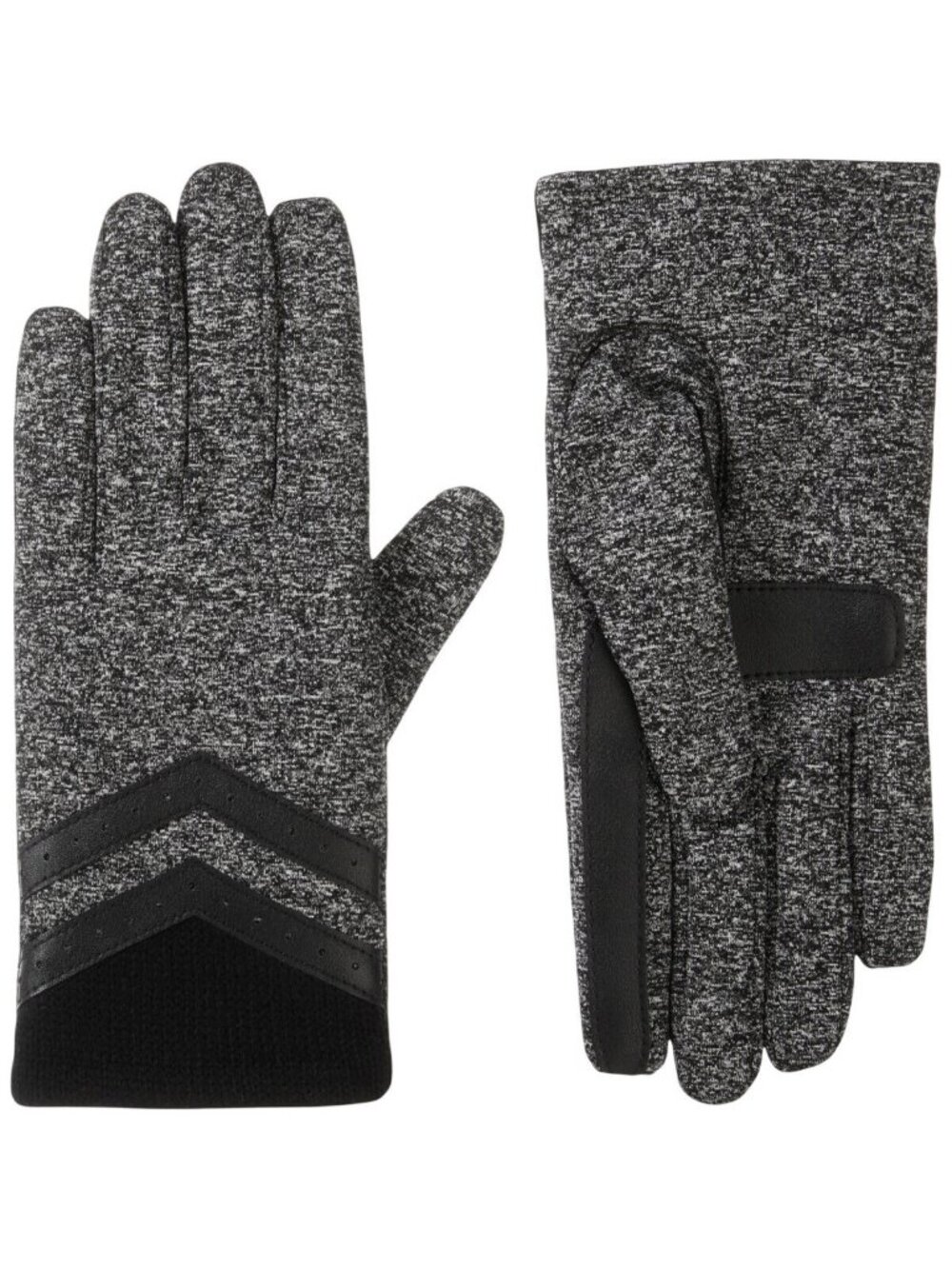 NWT Isotoner Womens Rib-Knit Fleece-Lined Gloves 515M2 Black Multi L/XL